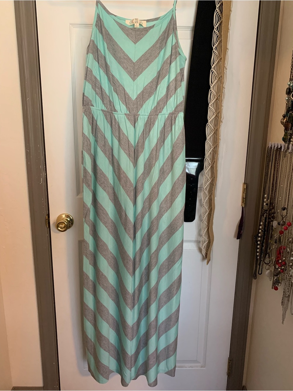 Pink Rose Mint and Gray Chevron Dress